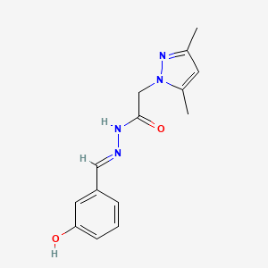 molecular formula C14H16N4O2 B11661615 2-(3,5-dimethyl-1H-pyrazol-1-yl)-N'-[(E)-(3-hydroxyphenyl)methylidene]acetohydrazide 