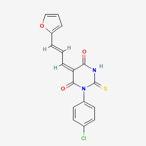 (5E)-1-(4-chlorophenyl)-5-[(2E)-3-(furan-2-yl)prop-2-en-1-ylidene]-2-thioxodihydropyrimidine-4,6(1H,5H)-dione