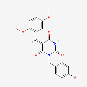 (5E)-5-[(2,5-dimethoxyphenyl)methylidene]-1-[(4-fluorophenyl)methyl]-1,3-diazinane-2,4,6-trione