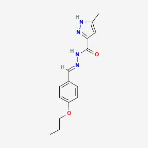 molecular formula C15H18N4O2 B11661645 3-Methyl-N'-(4-propoxybenzylidene)-1H-pyrazole-5-carbohydrazide 