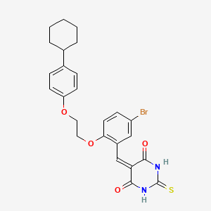 molecular formula C25H25BrN2O4S B11661686 5-{5-bromo-2-[2-(4-cyclohexylphenoxy)ethoxy]benzylidene}-2-thioxodihydropyrimidine-4,6(1H,5H)-dione 