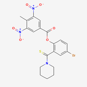 molecular formula C20H18BrN3O6S B11661693 [4-bromo-2-(piperidine-1-carbothioyl)phenyl] 4-methyl-3,5-dinitrobenzoate 