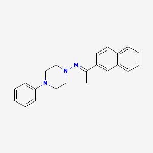 molecular formula C22H23N3 B11661697 N-(1-(2-Naphthyl)ethylidene)-4-phenyl-1-piperazinamine 