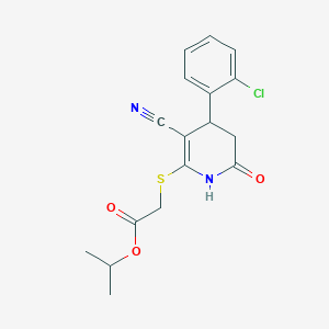 molecular formula C17H17ClN2O3S B11661727 Propan-2-yl {[4-(2-chlorophenyl)-3-cyano-6-oxo-1,4,5,6-tetrahydropyridin-2-yl]sulfanyl}acetate 