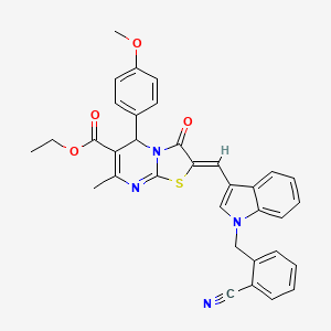 ethyl (2Z)-2-{[1-(2-cyanobenzyl)-1H-indol-3-yl]methylidene}-5-(4-methoxyphenyl)-7-methyl-3-oxo-2,3-dihydro-5H-[1,3]thiazolo[3,2-a]pyrimidine-6-carboxylate