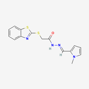 molecular formula C15H14N4OS2 B11661765 2-(Benzo[d]thiazol-2-ylthio)-N'-((1-methyl-1H-pyrrol-2-yl)methylene)acetohydrazide CAS No. 303105-78-4