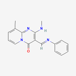 molecular formula C17H16N4O B11661770 9-methyl-2-(methylamino)-3-[(E)-(phenylimino)methyl]-4H-pyrido[1,2-a]pyrimidin-4-one 