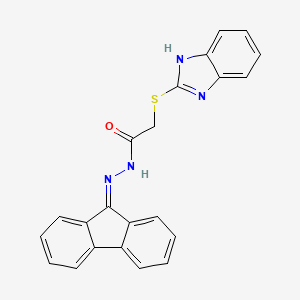 molecular formula C22H16N4OS B11661772 2-(1H-Benzoimidazol-2-ylsulfanyl)-acetic acid fluoren-9-ylidenehydrazide 