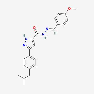 N'-[(E)-(4-methoxyphenyl)methylidene]-3-[4-(2-methylpropyl)phenyl]-1H-pyrazole-5-carbohydrazide