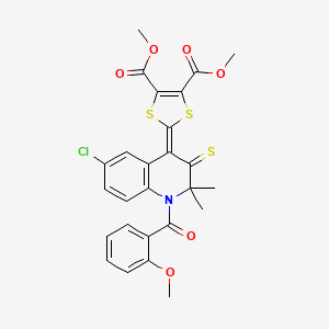 dimethyl 2-{6-chloro-1-[(2-methoxyphenyl)carbonyl]-2,2-dimethyl-3-thioxo-2,3-dihydroquinolin-4(1H)-ylidene}-1,3-dithiole-4,5-dicarboxylate