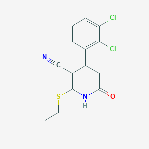 molecular formula C15H12Cl2N2OS B11661784 4-(2,3-Dichlorophenyl)-6-oxo-2-(prop-2-en-1-ylsulfanyl)-1,4,5,6-tetrahydropyridine-3-carbonitrile 