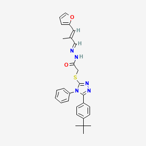 molecular formula C28H29N5O2S B11661793 2-{[5-(4-tert-butylphenyl)-4-phenyl-4H-1,2,4-triazol-3-yl]sulfanyl}-N'-[(1E,2E)-3-(furan-2-yl)-2-methylprop-2-en-1-ylidene]acetohydrazide CAS No. 307975-56-0