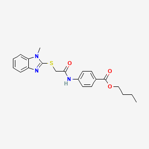 molecular formula C21H23N3O3S B11661800 butyl 4-({[(1-methyl-1H-benzimidazol-2-yl)sulfanyl]acetyl}amino)benzoate 