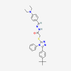 molecular formula C31H36N6OS B11661834 2-{[5-(4-tert-butylphenyl)-4-phenyl-4H-1,2,4-triazol-3-yl]sulfanyl}-N'-{(E)-[4-(diethylamino)phenyl]methylidene}acetohydrazide 