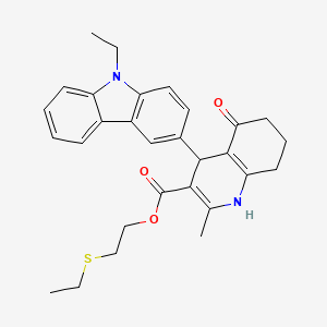 molecular formula C29H32N2O3S B11661837 2-(ethylsulfanyl)ethyl 4-(9-ethyl-9H-carbazol-3-yl)-2-methyl-5-oxo-1,4,5,6,7,8-hexahydroquinoline-3-carboxylate 