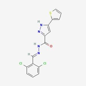 molecular formula C15H10Cl2N4OS B11661845 N'-[(E)-(2,6-dichlorophenyl)methylidene]-3-(thiophen-2-yl)-1H-pyrazole-5-carbohydrazide 