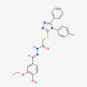 N'-[(E)-(3-ethoxy-4-hydroxyphenyl)methylidene]-2-{[4-(4-methylphenyl)-5-phenyl-4H-1,2,4-triazol-3-yl]sulfanyl}acetohydrazide