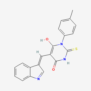 molecular formula C20H15N3O2S B11661897 (5Z)-5-(1H-indol-3-ylmethylidene)-1-(4-methylphenyl)-2-sulfanylpyrimidine-4,6(1H,5H)-dione 