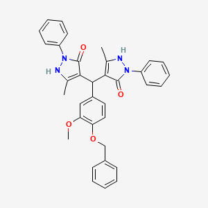 molecular formula C35H32N4O4 B11661934 4,4'-{[4-(benzyloxy)-3-methoxyphenyl]methylene}bis(3-methyl-1-phenyl-1H-pyrazol-5-ol) 