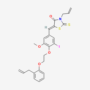 molecular formula C25H24INO4S2 B11661953 (5Z)-5-(3-iodo-5-methoxy-4-{2-[2-(prop-2-en-1-yl)phenoxy]ethoxy}benzylidene)-3-(prop-2-en-1-yl)-2-thioxo-1,3-thiazolidin-4-one 