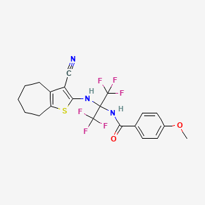 N-{2-[(3-cyano-5,6,7,8-tetrahydro-4H-cyclohepta[b]thiophen-2-yl)amino]-1,1,1,3,3,3-hexafluoropropan-2-yl}-4-methoxybenzamide