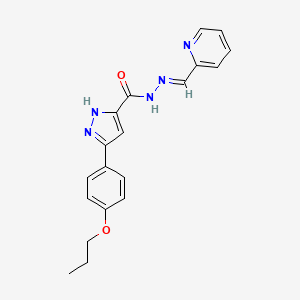 molecular formula C19H19N5O2 B11661984 3-(4-Propoxyphenyl)-N'-(2-pyridinylmethylene)-1H-pyrazole-5-carbohydrazide 