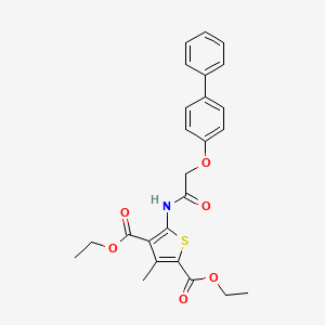 molecular formula C25H25NO6S B11661989 Diethyl 5-{[(biphenyl-4-yloxy)acetyl]amino}-3-methylthiophene-2,4-dicarboxylate 