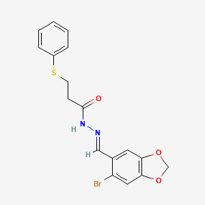 molecular formula C17H15BrN2O3S B11661994 N'-[(E)-(6-bromo-1,3-benzodioxol-5-yl)methylidene]-3-(phenylsulfanyl)propanehydrazide 