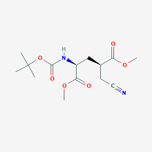 molecular formula C14H22N2O6 B116620 二甲基 (2R,4S)-2-(氰基甲基)-4-[(2-甲基丙烷-2-基)氧羰基氨基]戊二酸二酯 CAS No. 328086-57-3