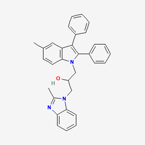 molecular formula C32H29N3O B11662005 1-(2-methyl-1H-benzimidazol-1-yl)-3-(5-methyl-2,3-diphenyl-1H-indol-1-yl)propan-2-ol 