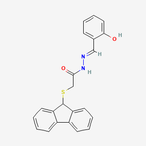 molecular formula C22H18N2O2S B11662017 2-(9H-fluoren-9-ylsulfanyl)-N'-[(E)-(2-hydroxyphenyl)methylidene]acetohydrazide 