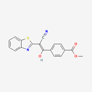 molecular formula C18H12N2O3S B11662054 (Z)-methyl 4-(2-(benzo[d]thiazol-2(3H)-ylidene)-2-cyanoacetyl)benzoate 