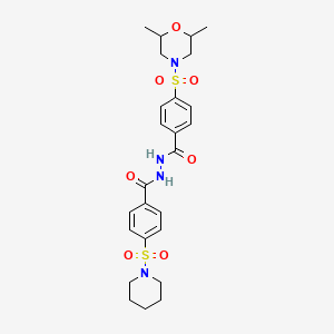 molecular formula C25H32N4O7S2 B11662059 4-((2,6-dimethylmorpholino)sulfonyl)-N'-(4-(piperidin-1-ylsulfonyl)benzoyl)benzohydrazide 