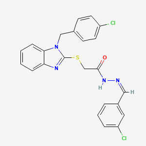 2-({1-[(4-Chlorophenyl)methyl]-1H-1,3-benzodiazol-2-YL}sulfanyl)-N'-[(Z)-(3-chlorophenyl)methylidene]acetohydrazide