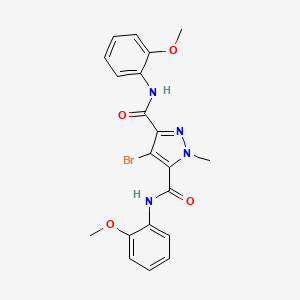 molecular formula C20H19BrN4O4 B11662106 4-bromo-N,N'-bis(2-methoxyphenyl)-1-methyl-1H-pyrazole-3,5-dicarboxamide 