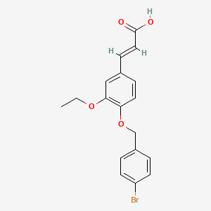 molecular formula C18H17BrO4 B11662112 (2E)-3-{4-[(4-bromophenyl)methoxy]-3-ethoxyphenyl}prop-2-enoic acid 