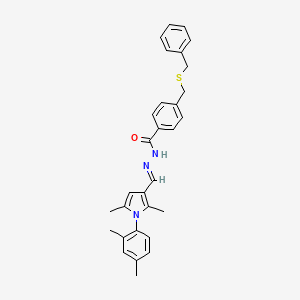 molecular formula C30H31N3OS B11662116 4-[(Benzylsulfanyl)methyl]-N'-[(E)-[1-(2,4-dimethylphenyl)-2,5-dimethyl-1H-pyrrol-3-YL]methylidene]benzohydrazide 