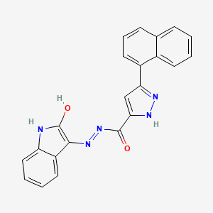 molecular formula C22H15N5O2 B11662123 3-(1-Naphthyl)-N'-[(3Z)-2-oxo-1,2-dihydro-3H-indol-3-ylidene]-1H-pyrazole-5-carbohydrazide 