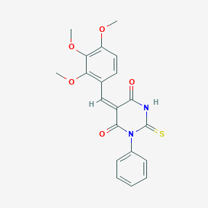 (5E)-1-phenyl-2-sulfanylidene-5-[(2,3,4-trimethoxyphenyl)methylidene]-1,3-diazinane-4,6-dione