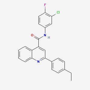 molecular formula C24H18ClFN2O B11662130 N-(3-chloro-4-fluorophenyl)-2-(4-ethylphenyl)quinoline-4-carboxamide 