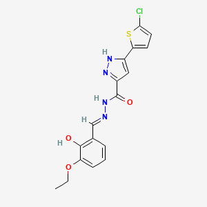 molecular formula C17H15ClN4O3S B11662159 3-(5-chlorothiophen-2-yl)-N'-[(E)-(3-ethoxy-2-hydroxyphenyl)methylidene]-1H-pyrazole-5-carbohydrazide CAS No. 302918-73-6