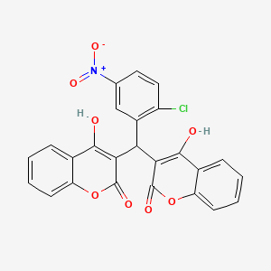 molecular formula C25H14ClNO8 B11662171 3,3'-[(2-chloro-5-nitrophenyl)methanediyl]bis(4-hydroxy-2H-chromen-2-one) 