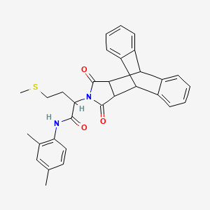 molecular formula C31H30N2O3S B11662185 N-(2,4-dimethylphenyl)-2-(16,18-dioxo-17-azapentacyclo[6.6.5.0~2,7~.0~9,14~.0~15,19~]nonadeca-2,4,6,9,11,13-hexaen-17-yl)-4-(methylsulfanyl)butanamide (non-preferred name) 