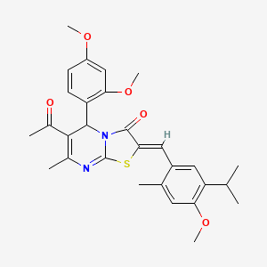 (2Z)-6-acetyl-5-(2,4-dimethoxyphenyl)-2-[4-methoxy-2-methyl-5-(propan-2-yl)benzylidene]-7-methyl-5H-[1,3]thiazolo[3,2-a]pyrimidin-3(2H)-one