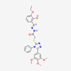 N'-[(E)-(3-ethoxy-2-hydroxyphenyl)methylidene]-2-{[4-phenyl-5-(3,4,5-trimethoxyphenyl)-4H-1,2,4-triazol-3-yl]thio}acetohydrazide