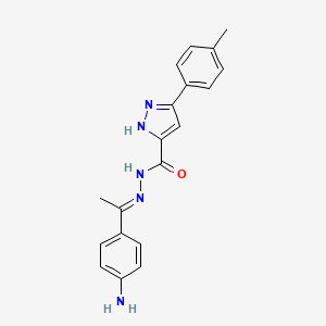 molecular formula C19H19N5O B11662230 N'-[(1E)-1-(4-aminophenyl)ethylidene]-3-(4-methylphenyl)-1H-pyrazole-5-carbohydrazide 