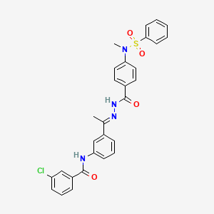 molecular formula C29H25ClN4O4S B11662233 3-chloro-N-(3-{(1E)-1-[2-({4-[methyl(phenylsulfonyl)amino]phenyl}carbonyl)hydrazinylidene]ethyl}phenyl)benzamide 