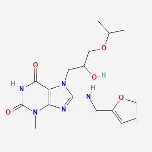 molecular formula C17H23N5O5 B11662293 8-((furan-2-ylmethyl)amino)-7-(2-hydroxy-3-isopropoxypropyl)-3-methyl-1H-purine-2,6(3H,7H)-dione 