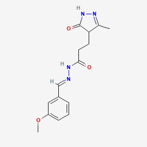 molecular formula C15H18N4O3 B11662306 N'-[(E)-(3-methoxyphenyl)methylidene]-3-(3-methyl-5-oxo-4,5-dihydro-1H-pyrazol-4-yl)propanehydrazide 