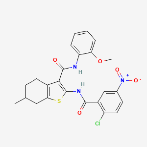 molecular formula C24H22ClN3O5S B11662313 2-{[(2-chloro-5-nitrophenyl)carbonyl]amino}-N-(2-methoxyphenyl)-6-methyl-4,5,6,7-tetrahydro-1-benzothiophene-3-carboxamide 